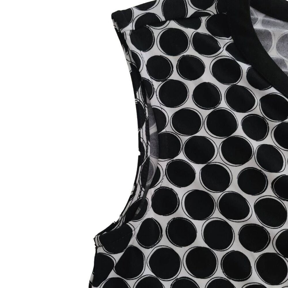 Calvin Klein Polka Dot Sleeveless Blouse Faux Leather Trim Size XS - Picture 8 of 9